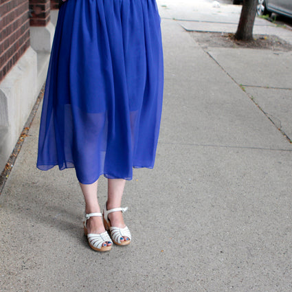 Summer Wardrobe | Cobalt Chiffon Midi Skirt | Grainline Studio