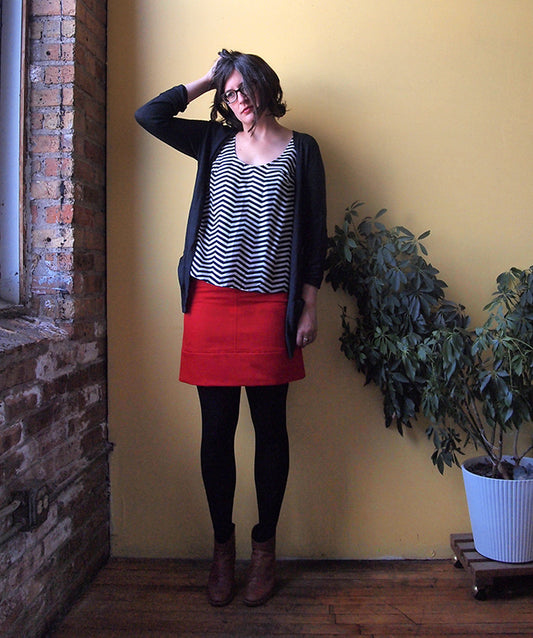 Autumn Wardrobe | Red Wool Moss Skirt | Grainline Studio