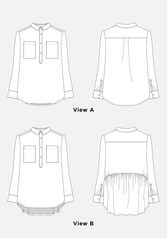 Line drawings of Archer Popover pattern showing front and back views of View A and View B.